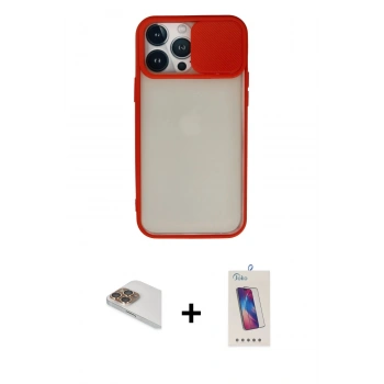 MARSİLYAN™- iPhone 13 Pro Max Kılıf Vadi Çizgi - Siyah Joko 5D Cam + Pers Alüminyum Kamera Lens - GD