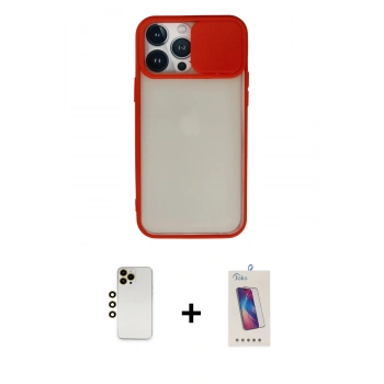 MARSİLYAN™- iPhone 13 Pro Max Kılıf Vadi Çizgi - Siyah Joko 5D Cam + Shine Kamera Lens - GD