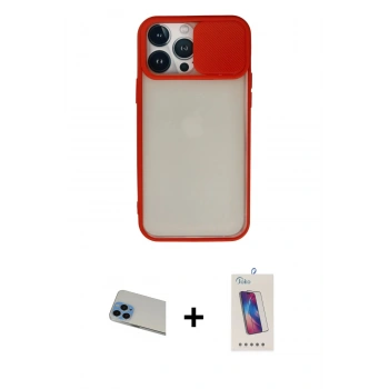 MARSİLYAN™- iPhone 13 Pro Max Kılıf Vadi Çizgi - Siyah Joko 5D Cam + Rainbow Kamera Lens Koruma Cam - MI