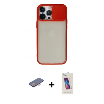 MARSİLYAN™- iPhone 13 Pro Max Kılıf Vadi Çizgi - Siyah Joko 5D Cam + Renkli Kamera Lens Koruma Cam - PE