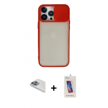 MARSİLYAN™- iPhone 13 Pro Max Kılıf Vadi Çizgi - Siyah Joko 5D Cam + Pers Alüminyum Kamera Lens - SABE