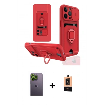 MARSİLYAN™- iPhone 13 Pro Max Kılıf Vadi Form Prime - Şeffaf Maxco Cam Ekran Koruyucu + Neon Fosforlu Kamera Lens - YL