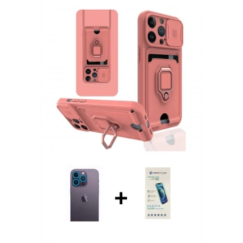 MARSİLYAN™- iPhone 13 Pro Max Kılıf Vadi Form Prime - Şeffaf Pasifik Cam Ekran Koruyucu + Neon Fosforlu Kamera Lens - MI