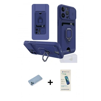 MARSİLYAN™- iPhone 13 Pro Max Kılıf Vadi Form Prime - Şeffaf Pasifik Cam Ekran Koruyucu + Shine Kamera Lens Koruma Cam - MI