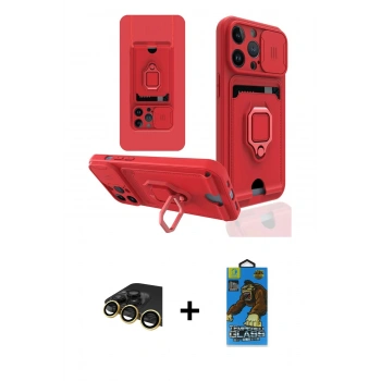 MARSİLYAN™- iPhone 13 Pro Max Kılıf Vadi Form Prime - Siyah 18D Cam Ekran Koruyucu + Raze Metal Kamera Lens - GD