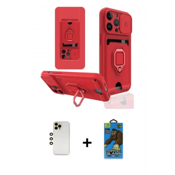 MARSİLYAN™- iPhone 13 Pro Max Kılıf Vadi Form Prime - Siyah 18D Cam Ekran Koruyucu + Shine Kamera Lens - GD