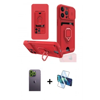 MARSİLYAN™- iPhone 13 Pro Max Kılıf Vadi Form Prime - Siyah 3D Antistatik Cam Ekran Koruyucu + Neon Fosforlu Kamera Lens - YL