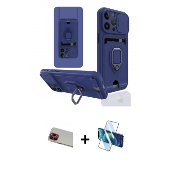 MARSİLYAN™- iPhone 13 Pro Max Kılıf Vadi Form Prime - Siyah 3D Antistatik Cam Ekran Koruyucu + Rainbow Kamera Lens Koruma Cam - KI