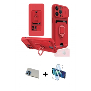 MARSİLYAN™- iPhone 13 Pro Max Kılıf Vadi Form Prime - Siyah 3D Antistatik Cam Ekran Koruyucu + Rainbow Kamera Lens Koruma Cam - MI