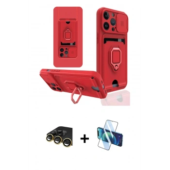 MARSİLYAN™- iPhone 13 Pro Max Kılıf Vadi Form Prime - Siyah 3D Antistatik Cam Ekran Koruyucu + Raze Metal Kamera Lens - GD