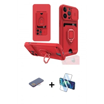 MARSİLYAN™- iPhone 13 Pro Max Kılıf Vadi Form Prime - Siyah 3D Antistatik Cam Ekran Koruyucu + Renkli Kamera Lens Koruma Cam - PE