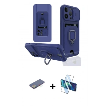 MARSİLYAN™- iPhone 13 Pro Max Kılıf Vadi Form Prime - Siyah 3D Antistatik Cam Ekran Koruyucu + Renkli Kamera Lens Koruma Cam - MI