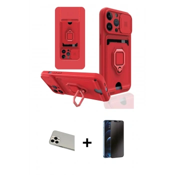 MARSİLYAN™- iPhone 13 Pro Max Kılıf Vadi Form Prime - Siyah 3D Antistatik Hayalet Cam Ekran Koruyucu + Rainbow Kamera Lens Koruma Cam - BZ