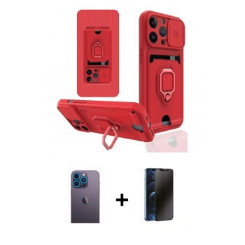 MARSİLYAN™- iPhone 13 Pro Max Kılıf Vadi Form Prime - Siyah 3D Antistatik Hayalet Cam Ekran Koruyucu + Neon Fosforlu Kamera Lens - MI