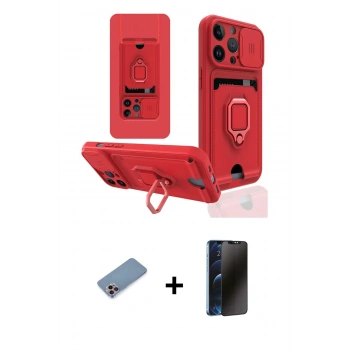 MARSİLYAN™- iPhone 13 Pro Max Kılıf Vadi Form Prime - Siyah 3D Antistatik Hayalet Cam Ekran Koruyucu + Shine Kamera Lens Koruma Cam - PE