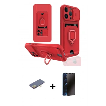 MARSİLYAN™- iPhone 13 Pro Max Kılıf Vadi Form Prime - Siyah 3D Antistatik Hayalet Cam Ekran Koruyucu + Renkli Kamera Lens Koruma Cam - SI