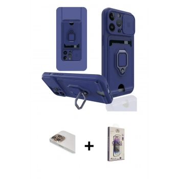MARSİLYAN™- iPhone 13 Pro Max Kılıf Vadi Form Prime - Siyah Bilvis 3D Cam Ekran Koruyucu + Pers Alüminyum Kamera Lens - GD