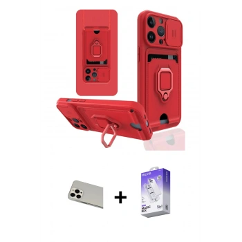MARSİLYAN™- iPhone 13 Pro Max Kılıf Vadi Form Prime - Siyah Bilvis 5in1 3D Magic Cam Ekran Koruyucu + Rainbow Kamera Lens Koruma Cam - BZ