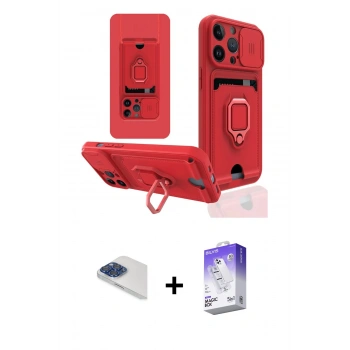 MARSİLYAN™- iPhone 13 Pro Max Kılıf Vadi Form Prime - Siyah Bilvis 5in1 3D Magic Cam Ekran Koruyucu + Pers Alüminyum Kamera Lens - LT
