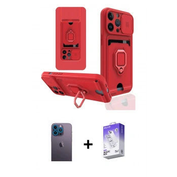 MARSİLYAN™- iPhone 13 Pro Max Kılıf Vadi Form Prime - Siyah Bilvis 5in1 3D Magic Cam Ekran Koruyucu + Neon Fosforlu Kamera Lens - MI