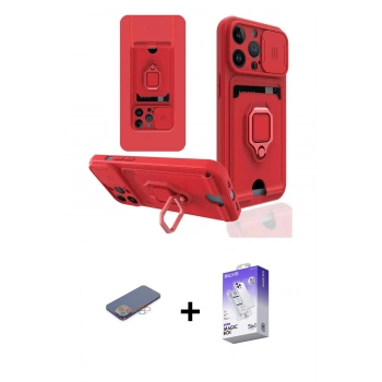MARSİLYAN™- iPhone 13 Pro Max Kılıf Vadi Form Prime - Siyah Bilvis 5in1 3D Magic Cam Ekran Koruyucu + Renkli Kamera Lens Koruma Cam - PE
