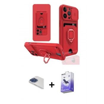 MARSİLYAN™- iPhone 13 Pro Max Kılıf Vadi Form Prime - Siyah Bilvis 5in1 5D Magic Hayalet Cam Ekran Koruyucu + Pers Alüminyum Kamera Lens - LT