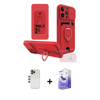 MARSİLYAN™- iPhone 13 Pro Max Kılıf Vadi Form Prime - Siyah Bilvis 5in1 5D Magic Hayalet Cam Ekran Koruyucu + Shine Kamera Lens - GD