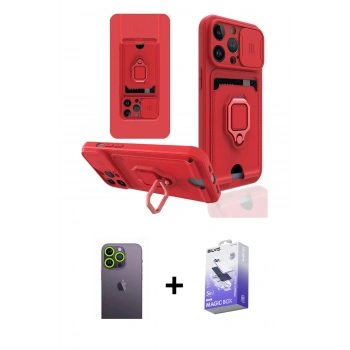 MARSİLYAN™- iPhone 13 Pro Max Kılıf Vadi Form Prime - Siyah Bilvis 5in1 5D Magic Hayalet Cam Ekran Koruyucu + Neon Fosforlu Kamera Lens - YL