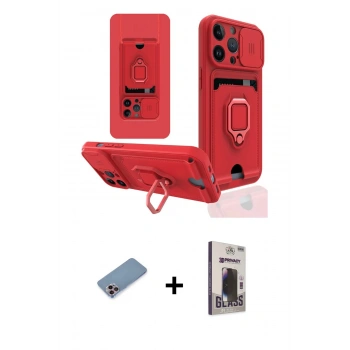 MARSİLYAN™- iPhone 13 Pro Max Kılıf Vadi Form Prime - Siyah Bilvis Hayalet Cam Ekran Koruyucu + Shine Kamera Lens Koruma Cam - PE