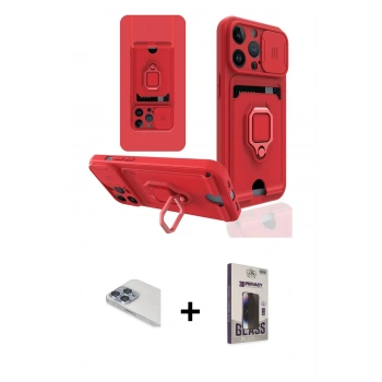 MARSİLYAN™- iPhone 13 Pro Max Kılıf Vadi Form Prime - Siyah Bilvis Hayalet Cam Ekran Koruyucu + Pers Alüminyum Kamera Lens - SABE