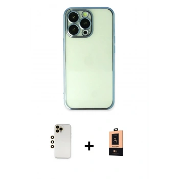 MARSİLYAN™- iPhone 13 Pro Max Kılıf Vadi Minimal - Şeffaf Maxco Cam Ekran Koruyucu + Shine Kamera Lens - GD