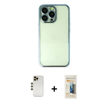 MARSİLYAN™- iPhone 13 Pro Max Kılıf Vadi Minimal - Siyah 6D Mat Seramik Hayalet Nano Ekran Koruyucu + Shine Kamera Lens - GD