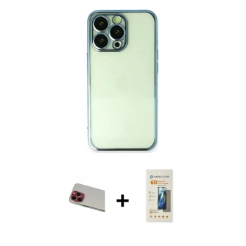 MARSİLYAN™- iPhone 13 Pro Max Kılıf Vadi Minimal - Siyah 6D Mat Seramik Hayalet Nano Ekran Koruyucu + Rainbow Kamera Lens Koruma Cam - KI