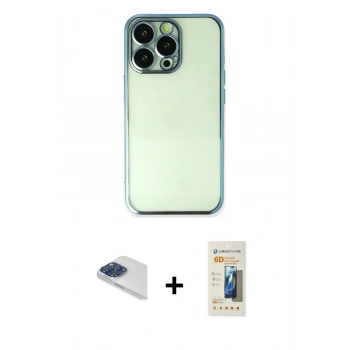 MARSİLYAN™- iPhone 13 Pro Max Kılıf Vadi Minimal - Siyah 6D Mat Seramik Hayalet Nano Ekran Koruyucu + Pers Alüminyum Kamera Lens - LT
