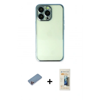 MARSİLYAN™- iPhone 13 Pro Max Kılıf Vadi Minimal - Siyah 6D Mat Seramik Hayalet Nano Ekran Koruyucu + Shine Kamera Lens Koruma Cam - PE