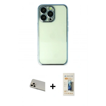 MARSİLYAN™- iPhone 13 Pro Max Kılıf Vadi Minimal - Siyah 6D Mat Seramik Hayalet Nano Ekran Koruyucu + Rainbow Kamera Lens Koruma Cam - REGD