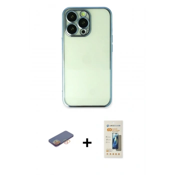 MARSİLYAN™- iPhone 13 Pro Max Kılıf Vadi Minimal - Siyah 6D Mat Seramik Hayalet Nano Ekran Koruyucu + Renkli Kamera Lens Koruma Cam - TU