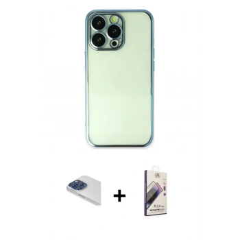 MARSİLYAN™- iPhone 13 Pro Max Kılıf Vadi Minimal - Siyah Bilvis 3D Mat Cam Ekran Koruyucu + Pers Alüminyum Kamera Lens - LT
