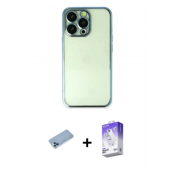 MARSİLYAN™- iPhone 13 Pro Max Kılıf Vadi Minimal - Siyah Bilvis 5in1 3D Magic Cam Ekran Koruyucu + Shine Kamera Lens Koruma Cam - MI