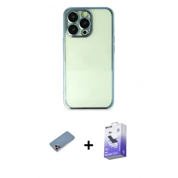 MARSİLYAN™- iPhone 13 Pro Max Kılıf Vadi Minimal - Siyah Bilvis 5in1 5D Magic Hayalet Cam Ekran Koruyucu + Shine Kamera Lens Koruma Cam - PE