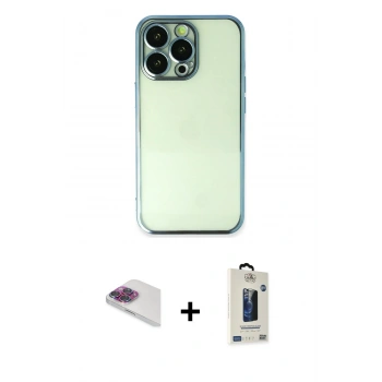 MARSİLYAN™- iPhone 13 Pro Max Kılıf Vadi Minimal - Siyah Bilvis Hayalet Cam Ekran Koruyucu + Pers Alüminyum Kamera Lens - GI