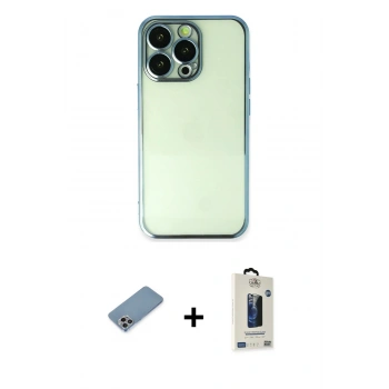 MARSİLYAN™- iPhone 13 Pro Max Kılıf Vadi Minimal - Siyah Bilvis Hayalet Cam Ekran Koruyucu + Shine Kamera Lens Koruma Cam - GI