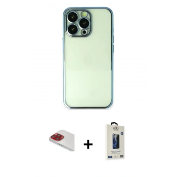 MARSİLYAN™- iPhone 13 Pro Max Kılıf Vadi Minimal - Siyah Bilvis Hayalet Cam Ekran Koruyucu + Pers Alüminyum Kamera Lens - KI