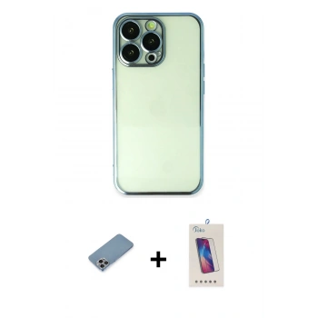 MARSİLYAN™- iPhone 13 Pro Max Kılıf Vadi Minimal - Siyah Joko 5D Cam + Shine Kamera Lens Koruma Cam - GI