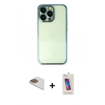MARSİLYAN™- iPhone 13 Pro Max Kılıf Vadi Minimal - Siyah Joko 5D Cam + Pers Alüminyum Kamera Lens - GD