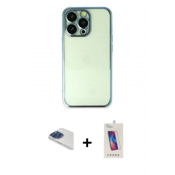 MARSİLYAN™- iPhone 13 Pro Max Kılıf Vadi Minimal - Siyah Joko 5D Cam + Pers Alüminyum Kamera Lens - LT
