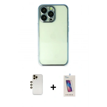 MARSİLYAN™- iPhone 13 Pro Max Kılıf Vadi Minimal - Siyah Joko 5D Cam + Shine Kamera Lens - GD