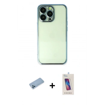 MARSİLYAN™- iPhone 13 Pro Max Kılıf Vadi Minimal - Siyah Joko 5D Cam + Shine Kamera Lens Koruma Cam - MI