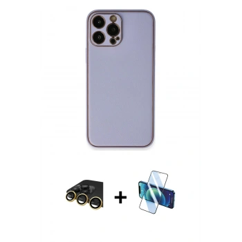 MARSİLYAN™- iPhone 13 Pro Max Kılıf Yadigar Klasik - Siyah 3D Antistatik Cam Ekran Koruyucu + Raze Metal Kamera Lens - GD
