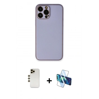 MARSİLYAN™- iPhone 13 Pro Max Kılıf Yadigar Klasik - Siyah 3D Antistatik Cam Ekran Koruyucu + Shine Kamera Lens - GD